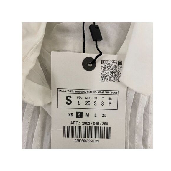 Zara Womens Button Up Shirt Size S White Lace Long Sleeve 2903/040 NWT - Picture 8 of 12